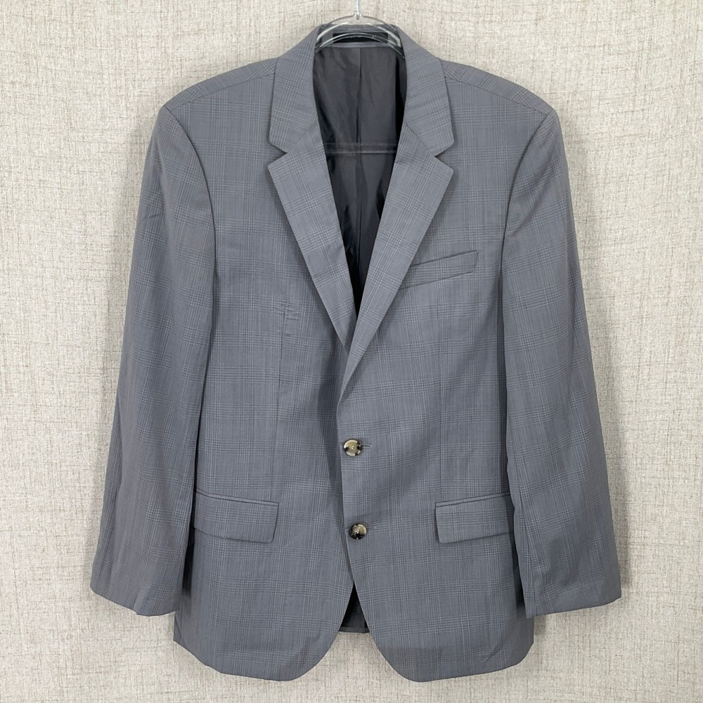 Hugo Boss Sport Coat Mens 40S Gray Virgin Wool Glen Check Luxury Blazer Classic
